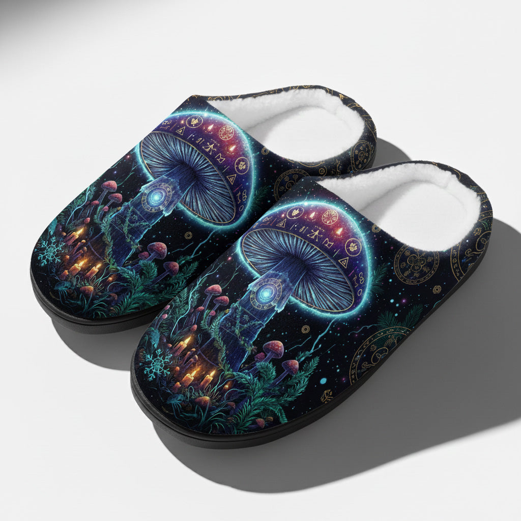 Magic Mushroom Realm Fleece-Lined Slippers
