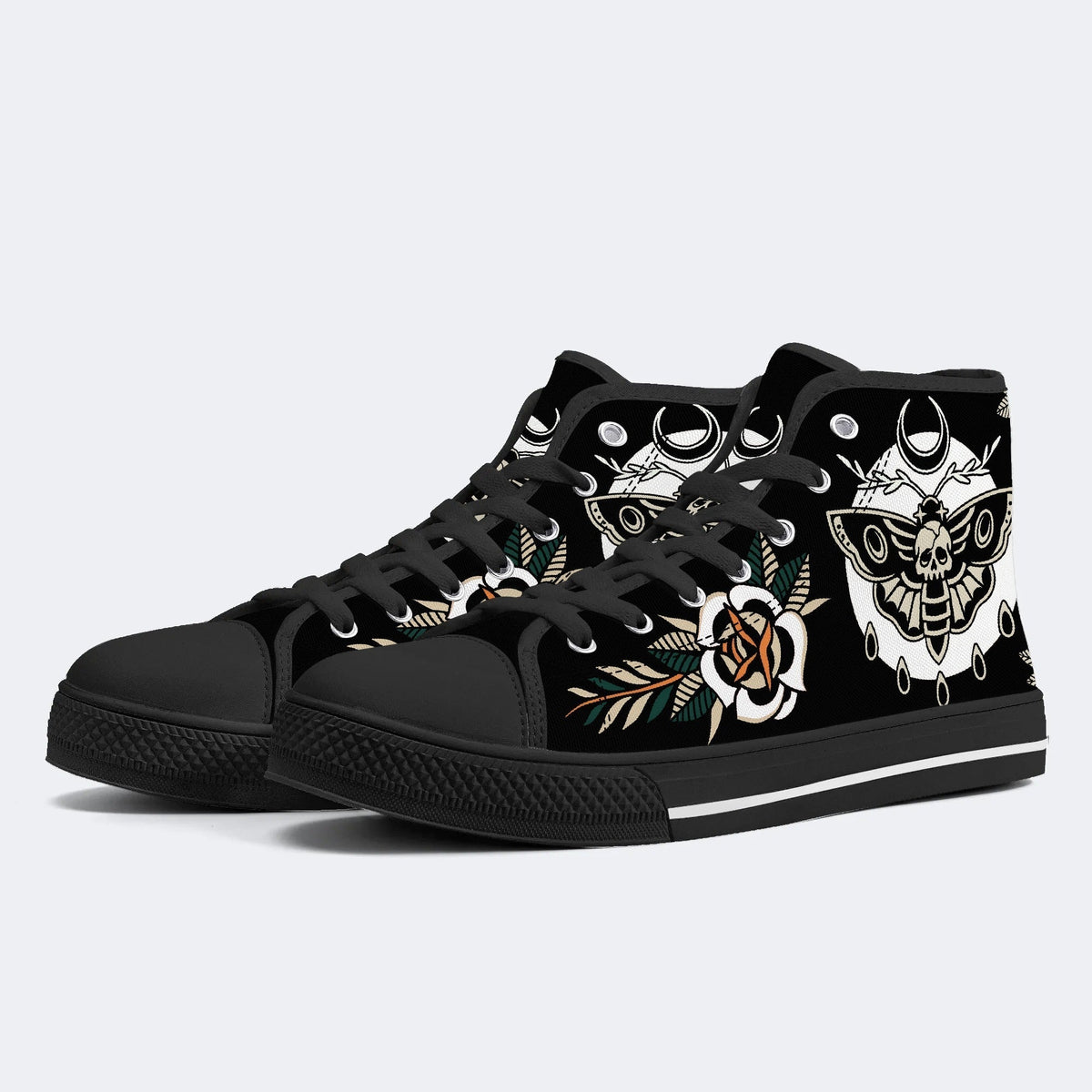 Unisex Death Moth Vintage Print - High Top Canvas