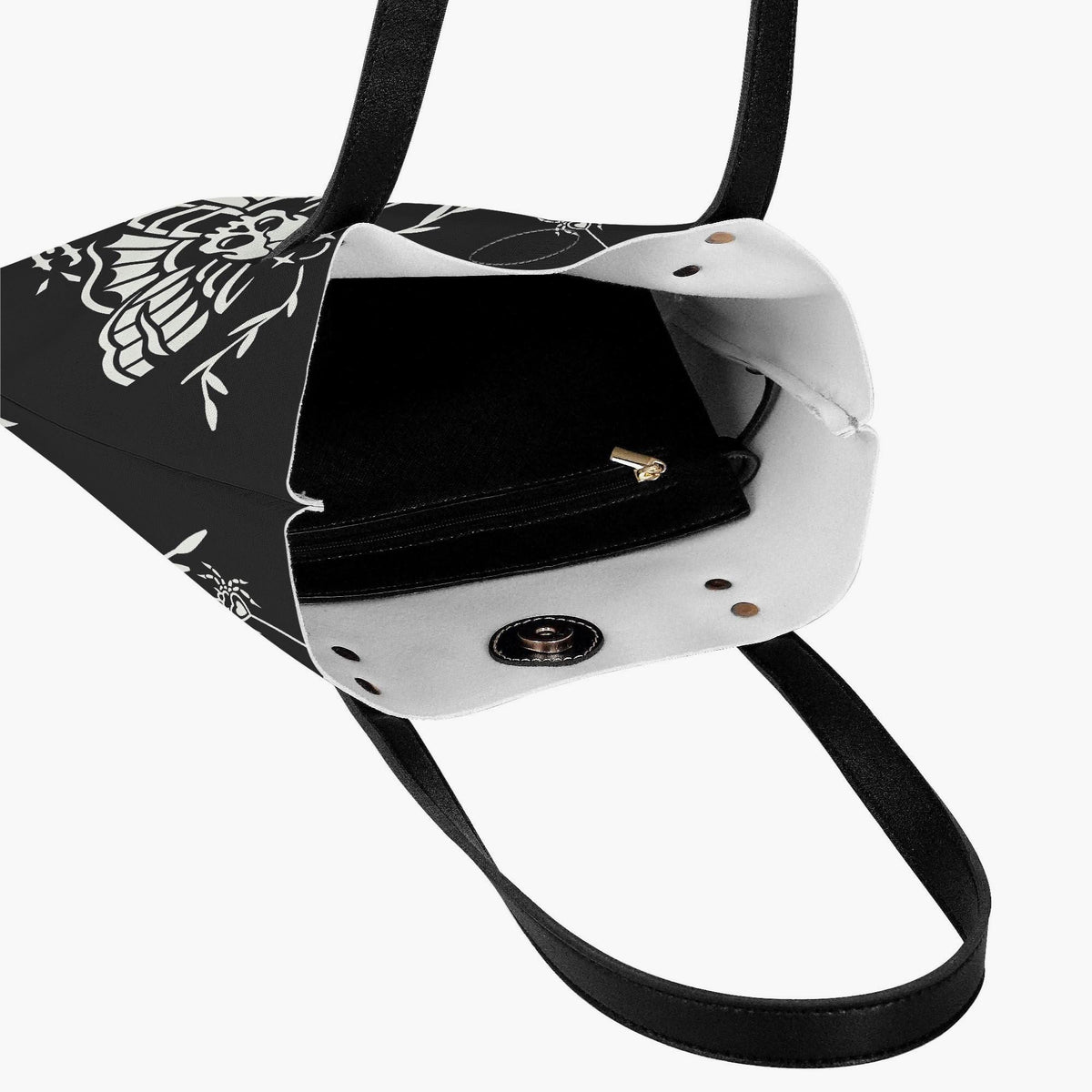 Death Moth Vintage Print - Leather Handbag