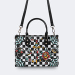 Gothic Pattern Patchwork Print - Leather Handbag