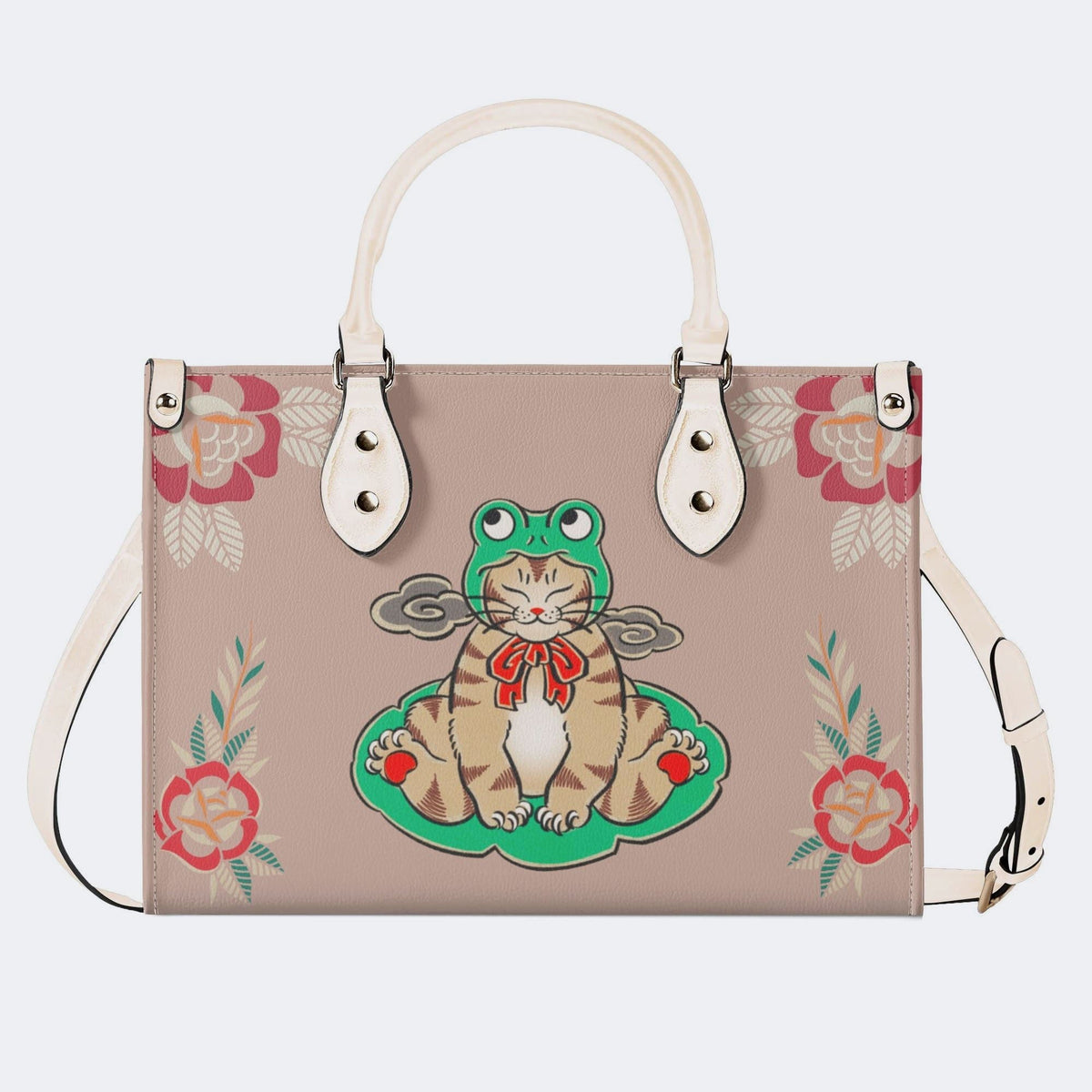 Lucky Cat Print - Leather Handbag
