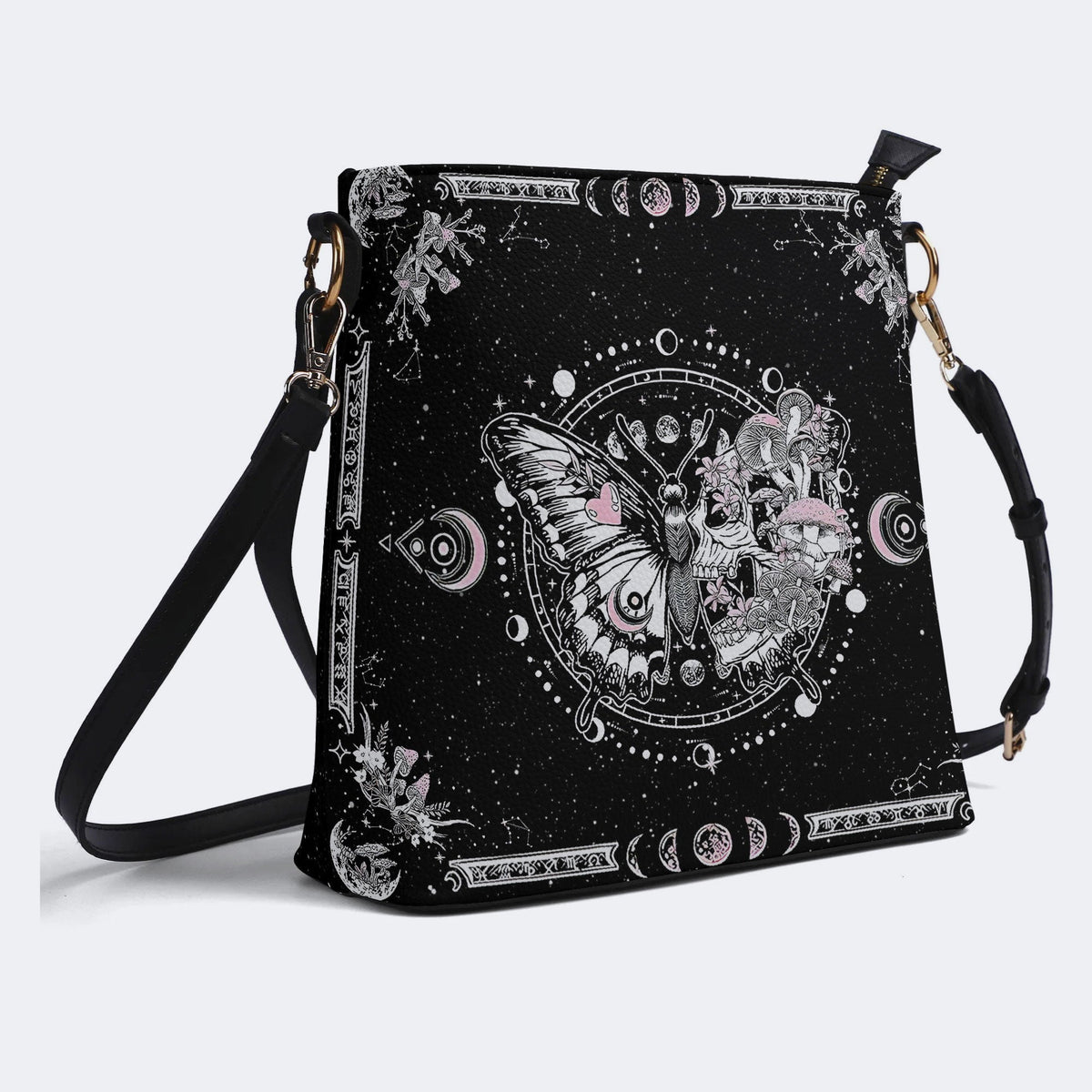 Tarot Skull Butterfly Print - Bucket Bag