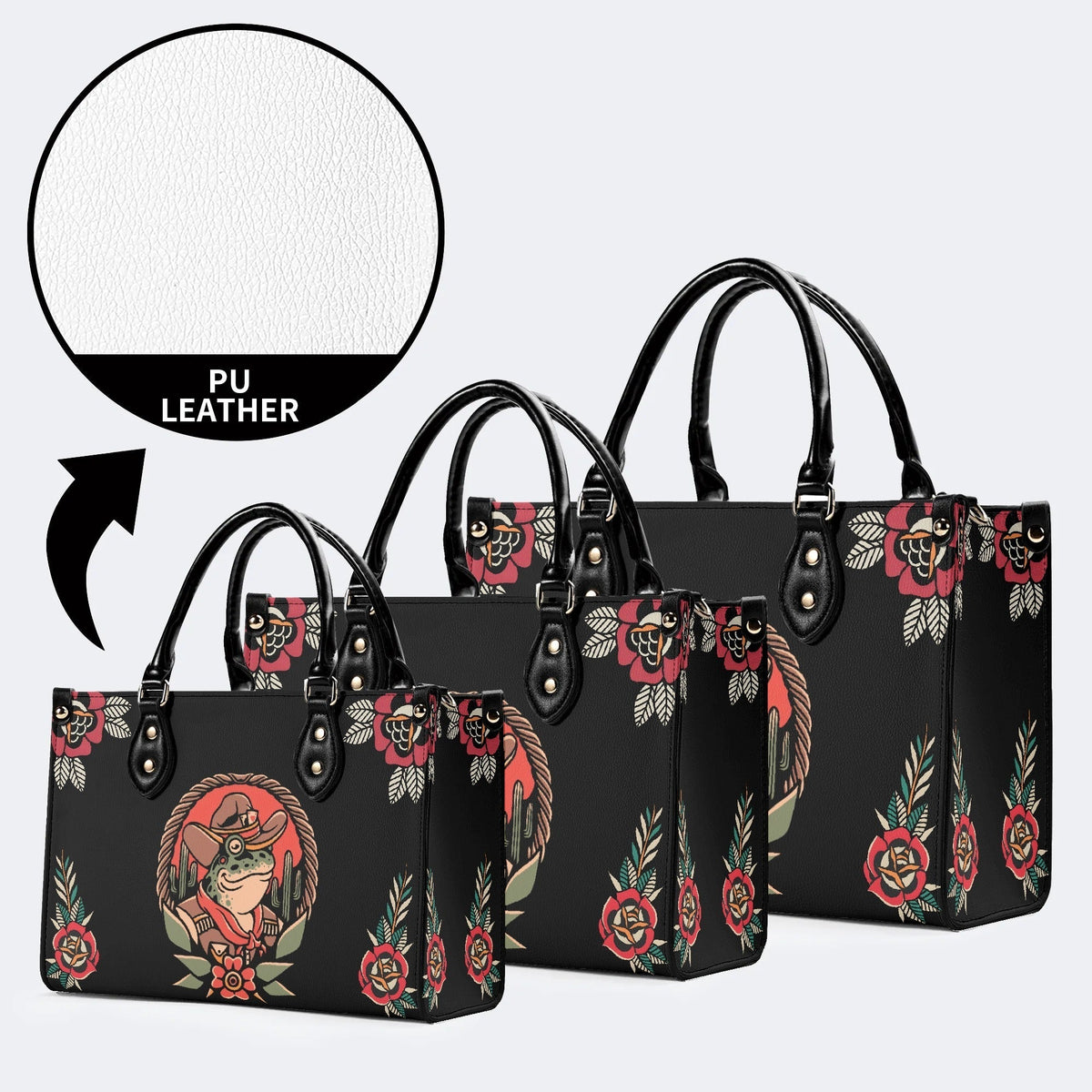 Cowboy Frog Print - Leather Handbag