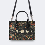 Starry Sky Over Flowers - Leather Handbag