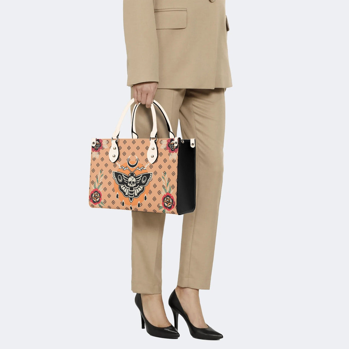 Vintage Death Moth Print - Leather Handbag