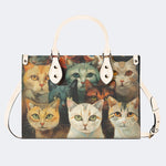 Artistic Cats Print - Leather Handbag