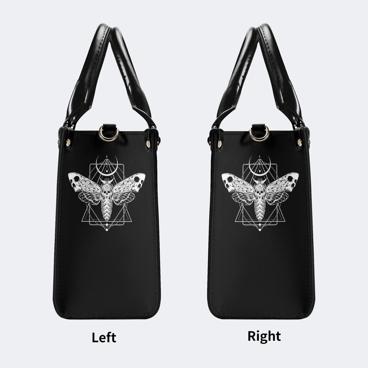 Death Moth & Mushrooms Print - Leather Handbag