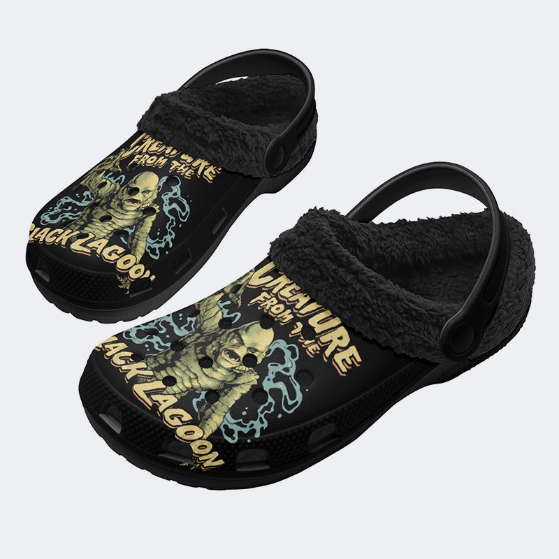 Creature From The Black Lagoon Print - Fur Lined Slippers/Sandals