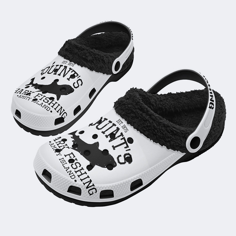 Quint's Shark Fishing Jaws Print - Fur Lined Slippers/Sandals