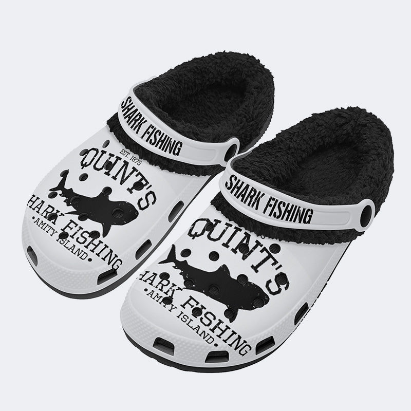 Quint's Shark Fishing Jaws Print - Fur Lined Slippers/Sandals