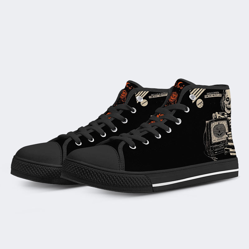 Unisex Halloween Skull Print - High Top Canvas