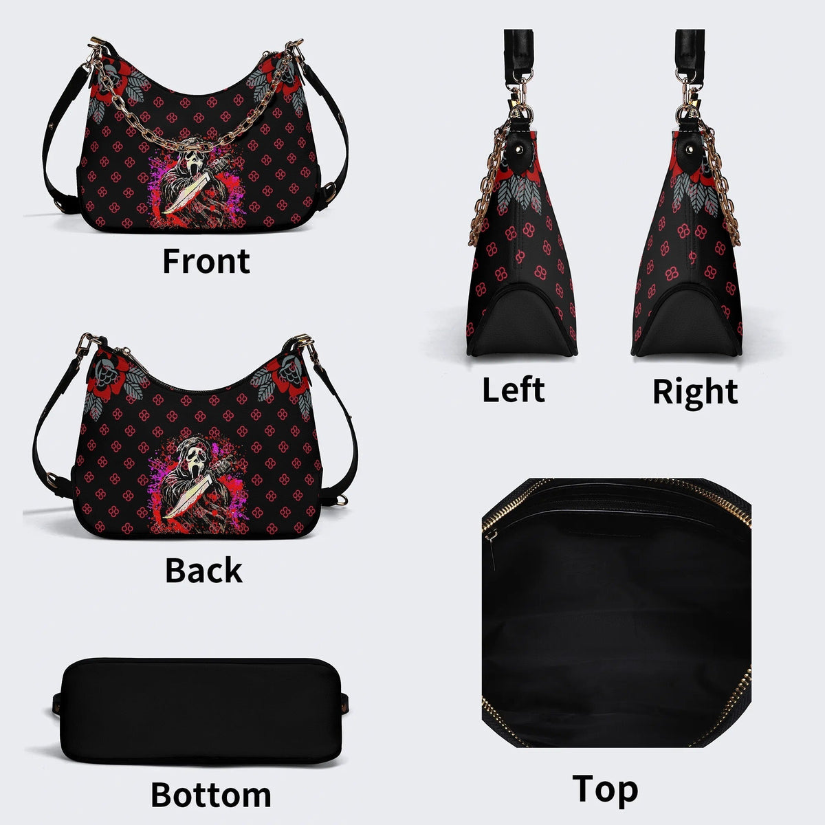 Horror Ghostface Print - Leather Crossbody Bag
