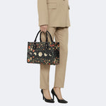 Starry Sky Over Flowers - Leather Handbag