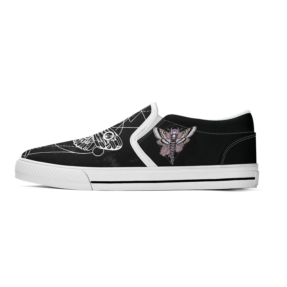 Unisex Death Moth&Skull - Slip On Shoes