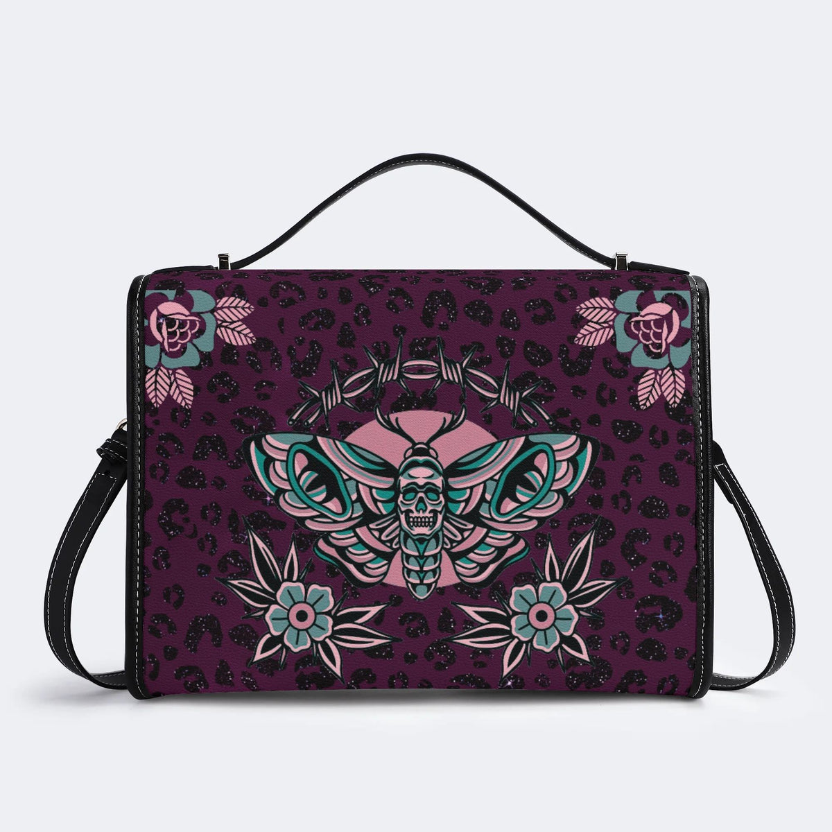 Death Moth Vintage Print - Leather Satchel Bag