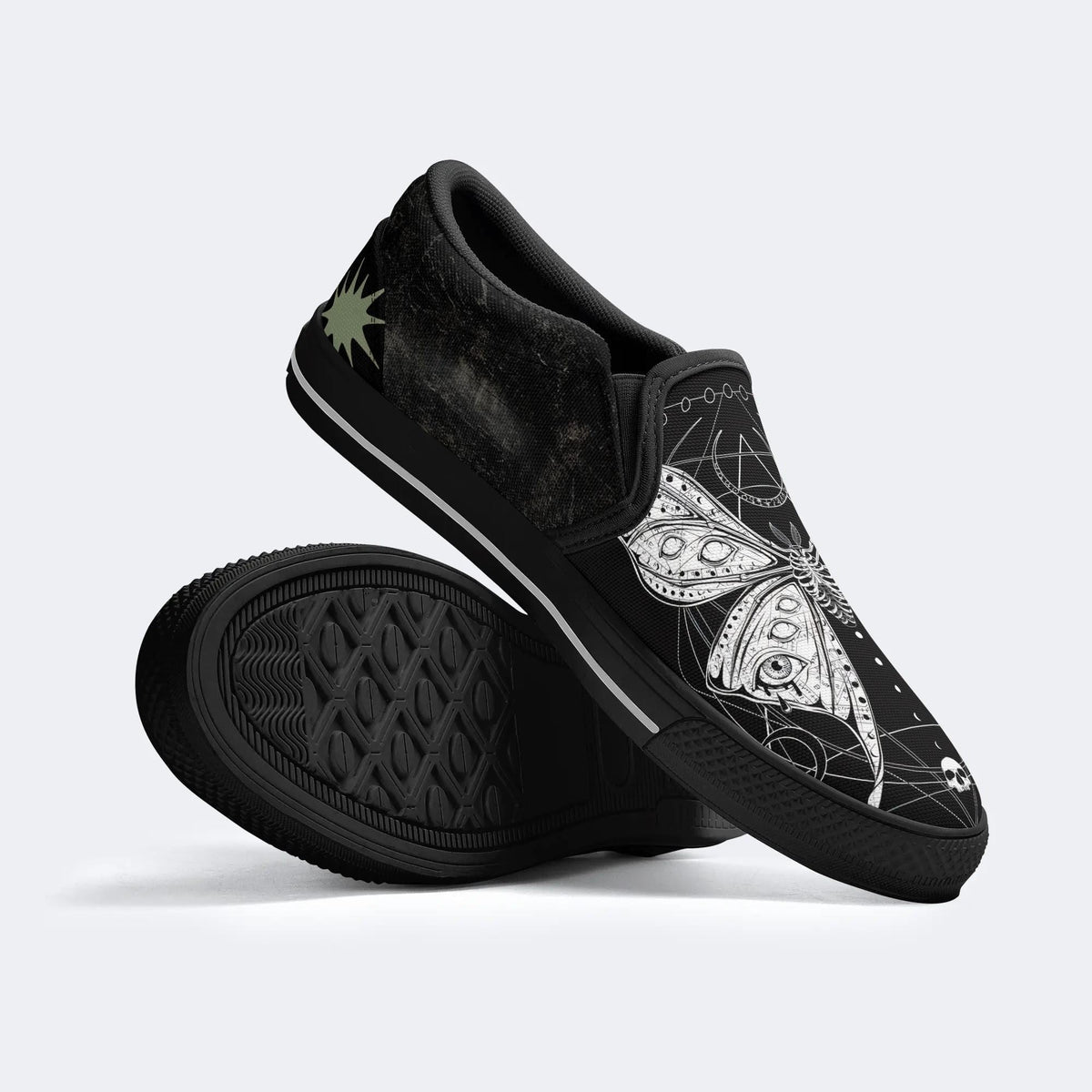 Unisex Death Moth Print - Slip On Shoes