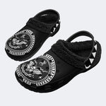 Death Moth Vintage Print - Fur Lined Slippers/Sandals