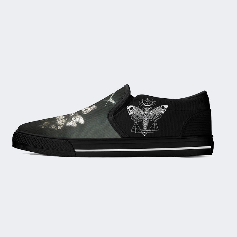 Surreal Death Moth&Skull - Slip On Shoes