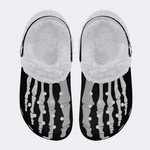 Skeleton Toes Skull Print - Fur Lined Slippers/Sandals