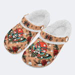 Vintage Rose Death Moth - Fur Lined Slippers/Sandals