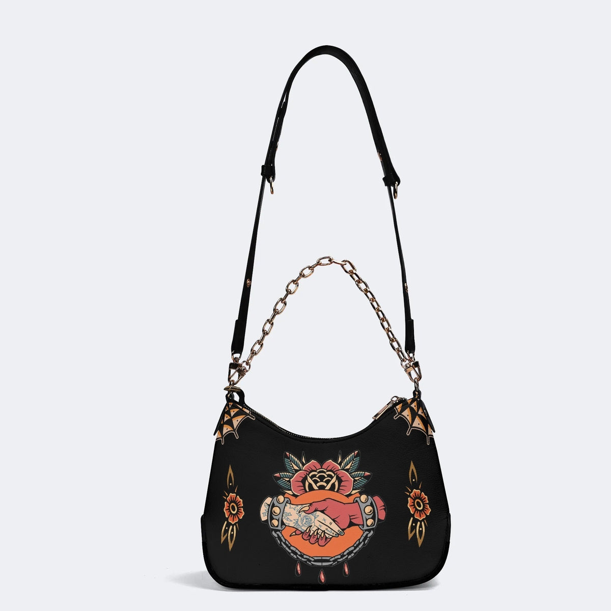 Deal With The Devil Print - Leather Crossbody Bag