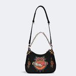 Deal With The Devil Print - Leather Crossbody Bag