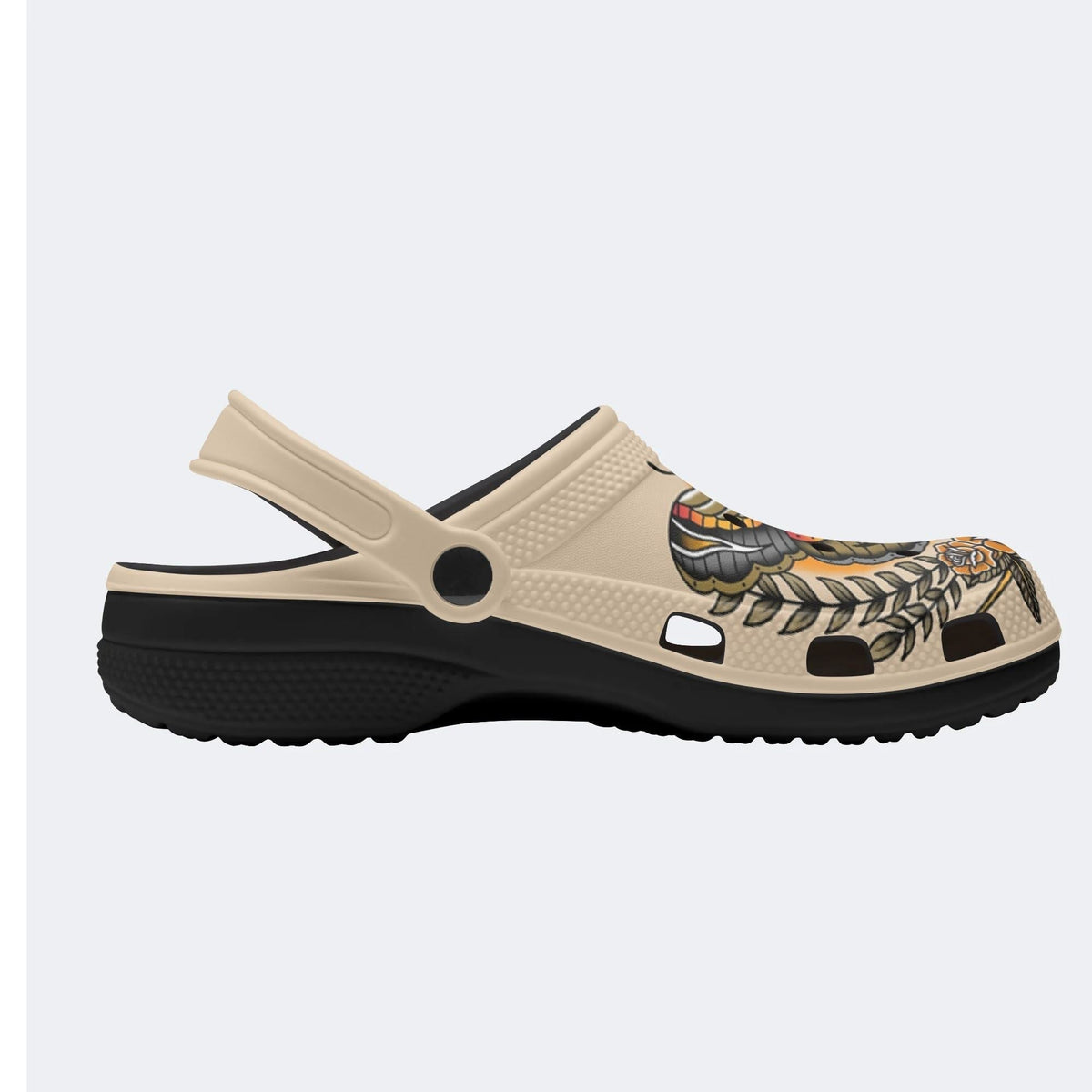 Classic Skull And Moth Print - Slippers/Sandals