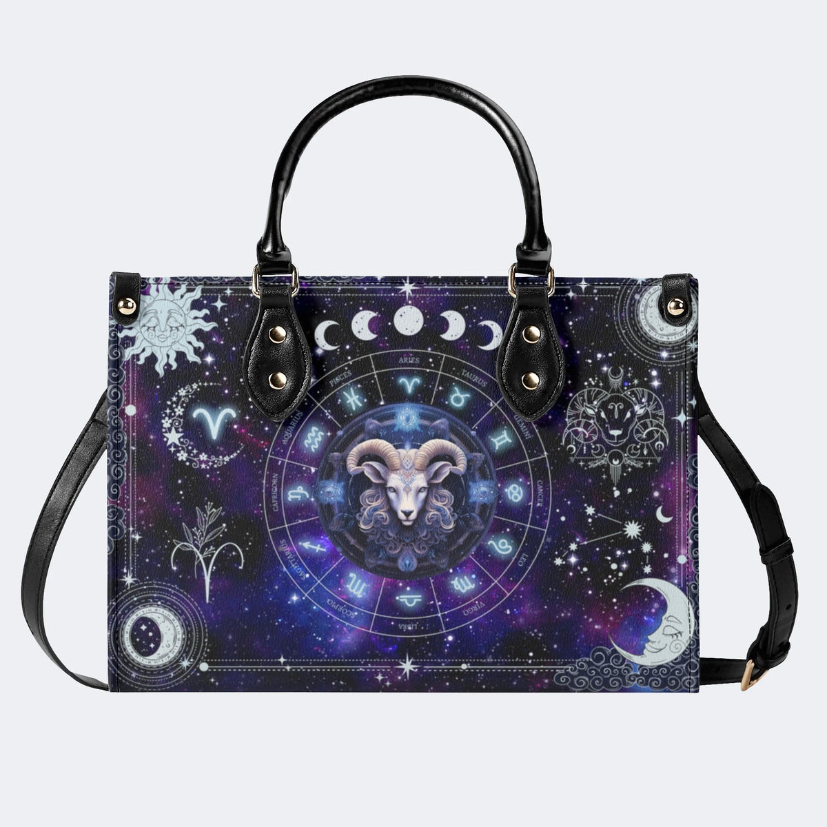 Aries starry sky - Leather Handbag