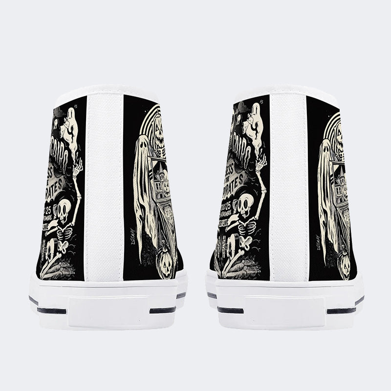 Unisex Horror Skull Print - High Top Canvas