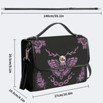 Classic Purple Death Moth Vintage Print - Leather Satchel Bag