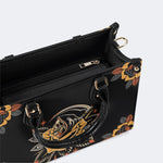 Grim Reaper Flowers Print - Leather Handbag