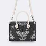 Classic Death Moth Vintage Print - Leather Handbag