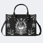 Horror Skull Print - Leather Handbag