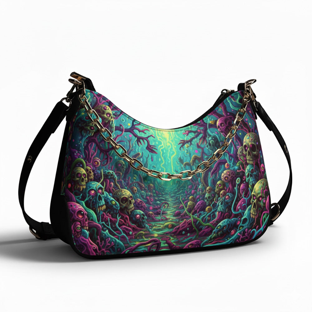 Underwater Skull Tunnel - Leather Crossbody Bag