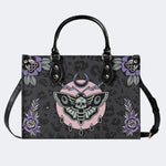 Death Moth Vintage Print - Leather Handbag