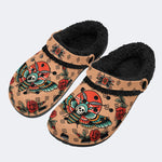 Vintage Rose Death Moth - Fur Lined Slippers/Sandals