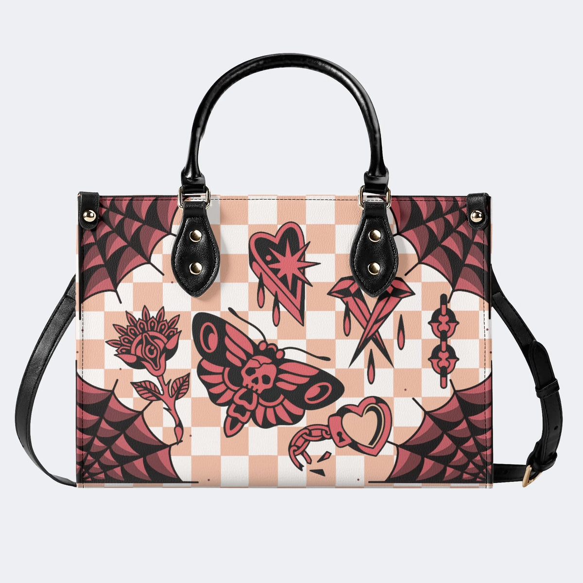 Gothic Tattoo Print - Leather Handbag