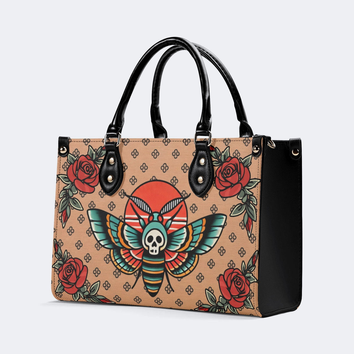 Vintage Rose Death Moth - Leather Handbag