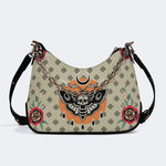 Vintage Death Moth Print - Leather Crossbody Bag