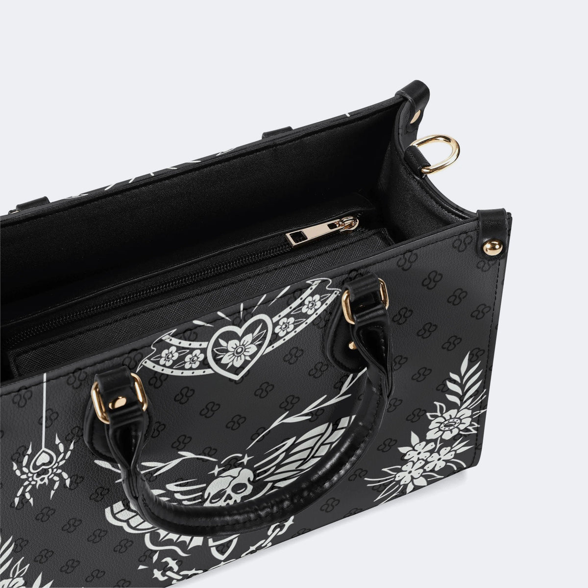 Classic Death Moth Vintage Print - Leather Handbag