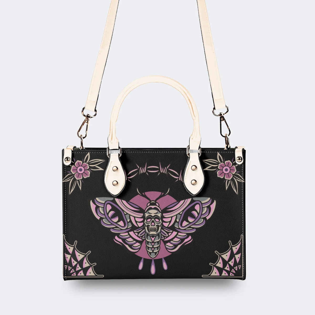 Classic Venom Moth Print - Leather Handbag