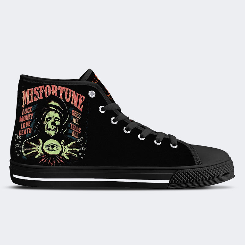 Unisex Halloween Skull Print - High Top Canvas