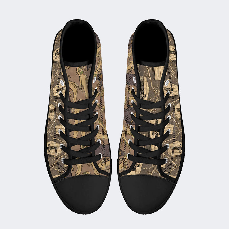 Death Skull Print - High Top Canvas