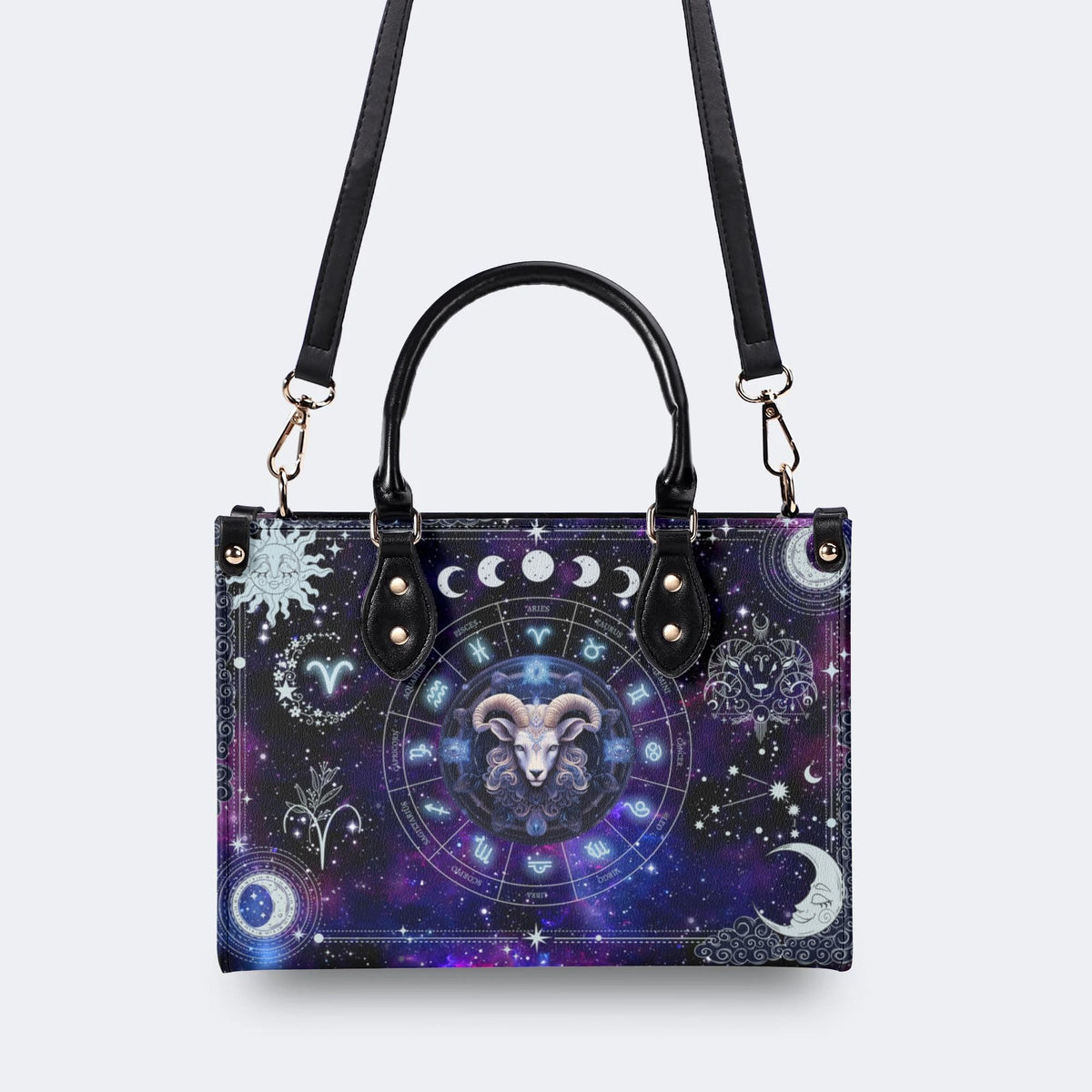 Aries starry sky - Leather Handbag