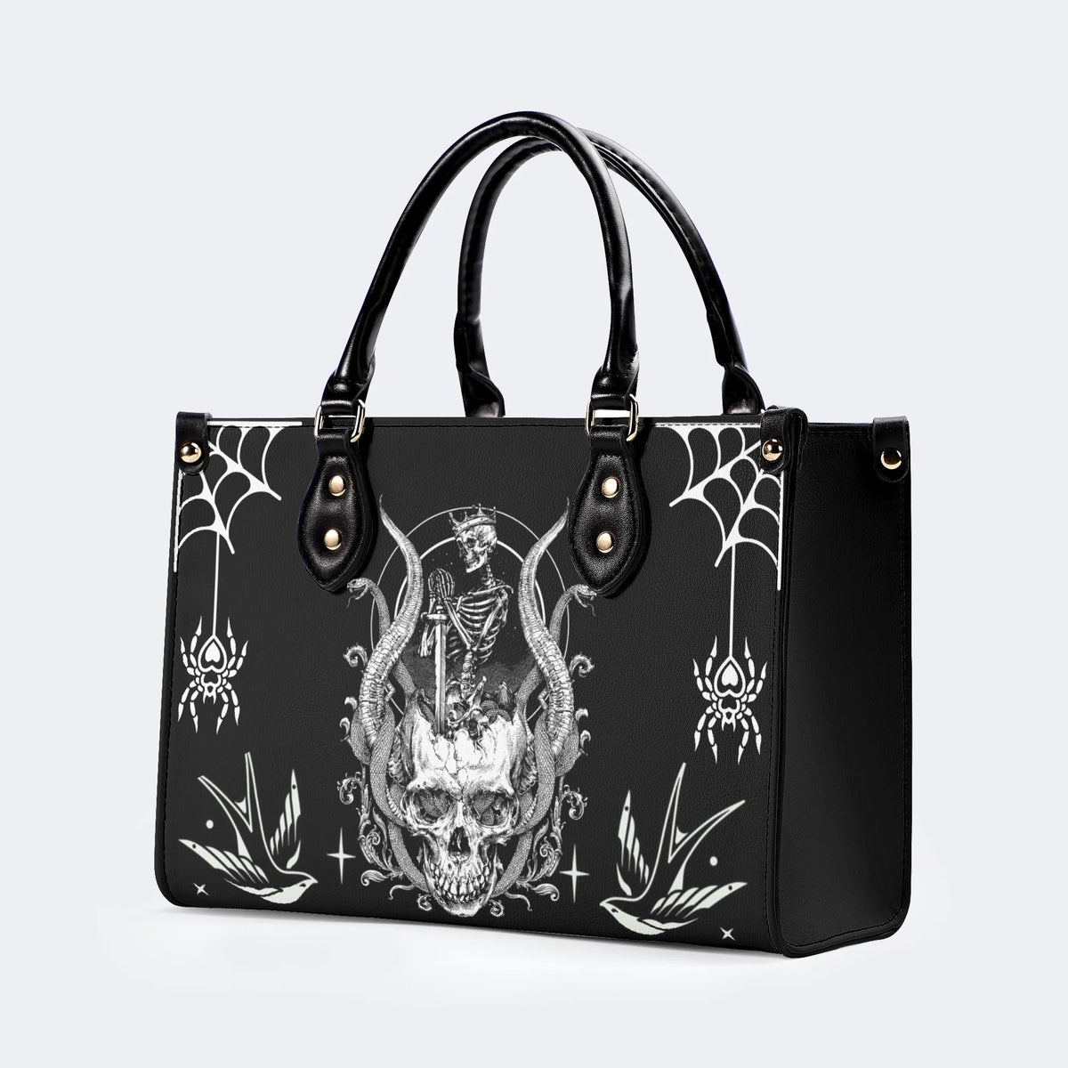 Horror Skull Print - Leather Handbag