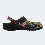 Unisex Death Moth Print - Fur Lined Slippers/Sandals