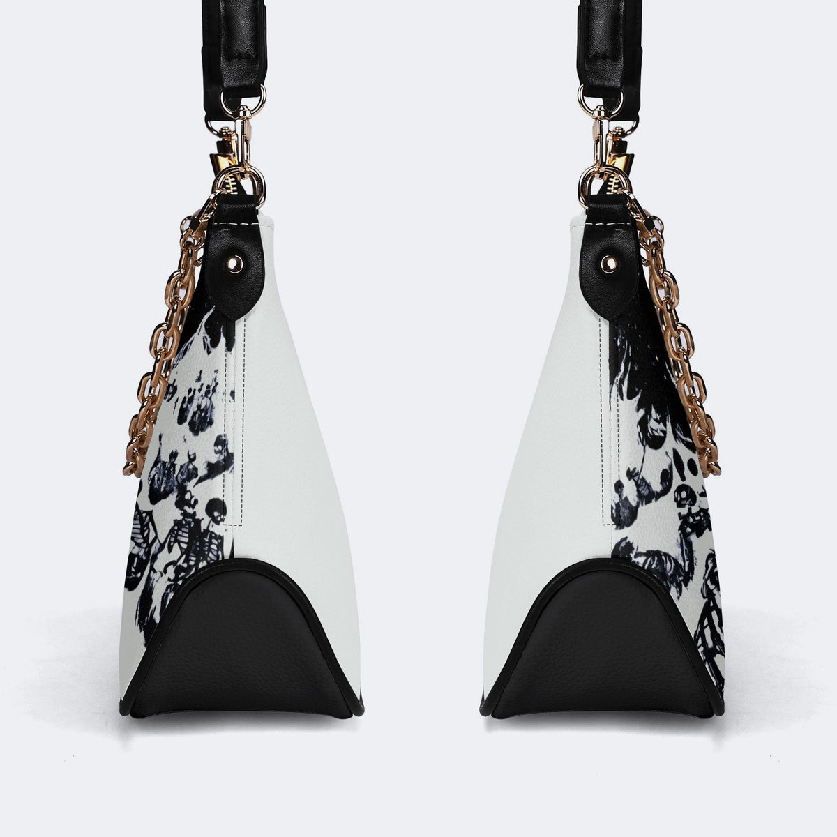 Horror Skull Print - Leather Crossbody Bag