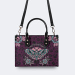Death Moth Vintage Print - Leather Handbag