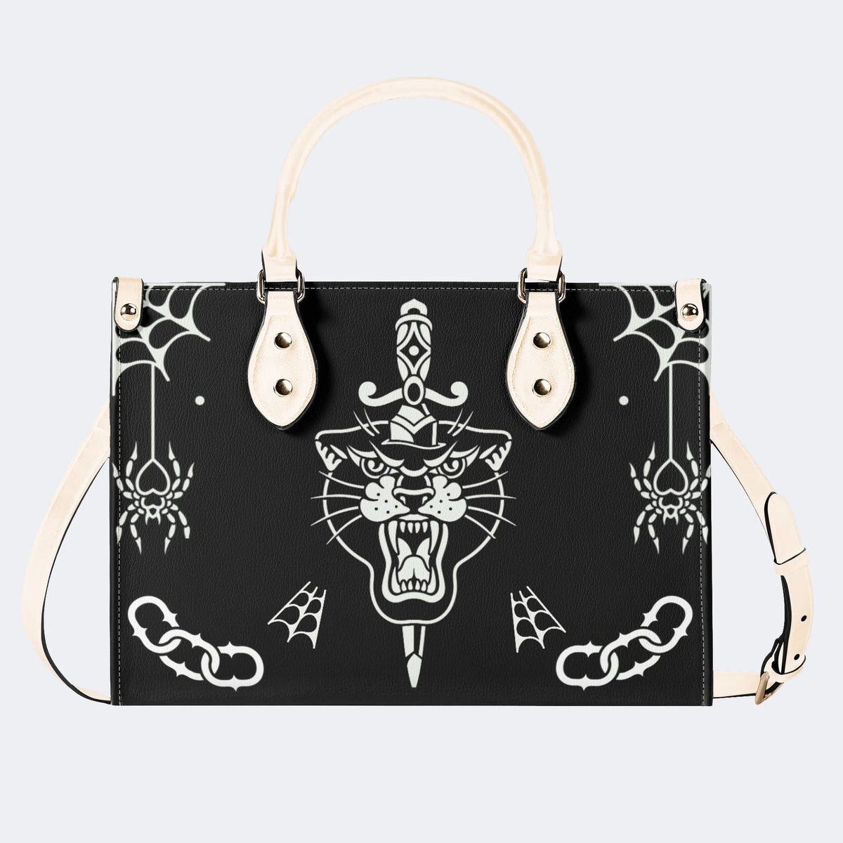 Unisex Tiger Print - Leather Handbag