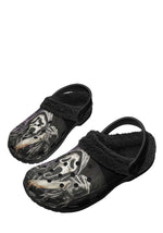 Gothic slippers with screaming face and haunted house side print